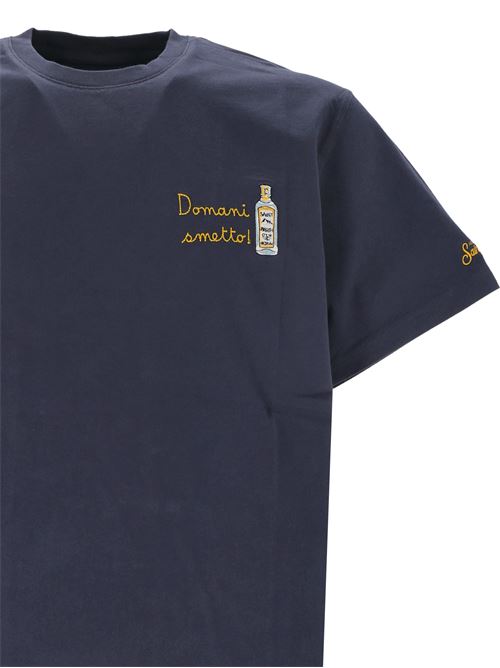 Blue T-shirt with embroidery Tomorrow I'll stop MC2 Saint Barth | ARNOTT02927G